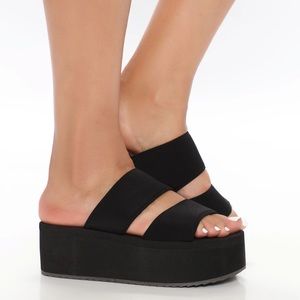 Black platform sandals